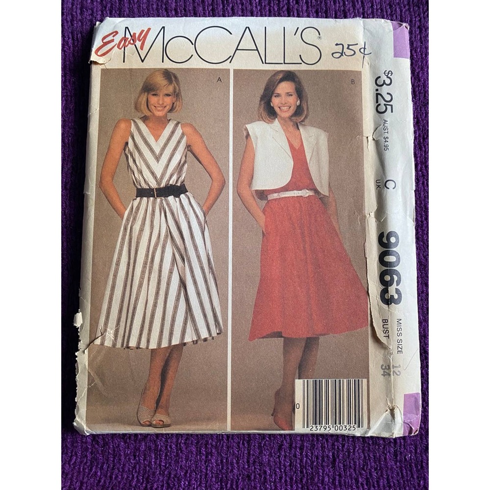 McCalls sewing pattern 9063 dress jacket size 12
